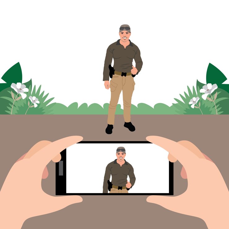 Vector selfie of a man with a mobile phone vector illustration