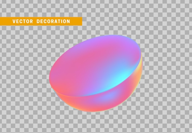 Semi sphere isolated with colorful hologram chameleon color gradient. 3d objects geometric shape. vector illustration