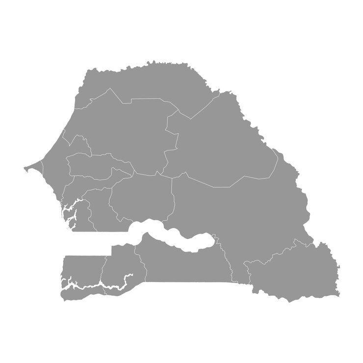 Vector senegal map with administrative divisions vector illustration