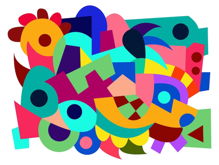 Vector seni abstrak penuh warna untuk dekorasi dinding