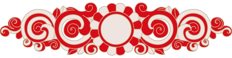 Vector seni garis emas merah dekorasi klasik premium budaya tradisional oriental mewah meriah cina