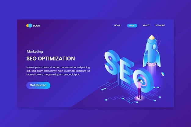 SEO & Digital Marketing Isometric Concept Landing Page