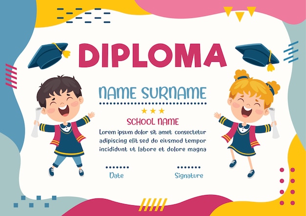 Sertifikat Diploma untuk Anak-Anak Prasekolah dan Sekolah Dasar