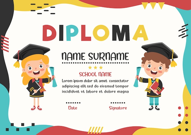 Sertifikat Diploma untuk Anak-Anak Prasekolah dan Sekolah Dasar