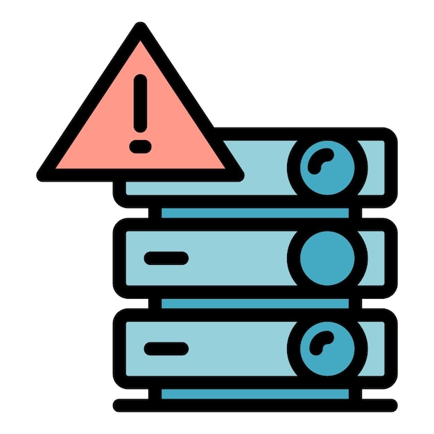 server security alert icon outline vector safety password antivirus data color flat