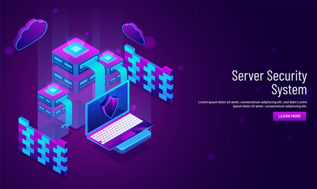 server security system concept based landing page design.