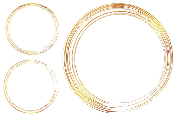 Set 3 Hand Draw Sketch Golden Circle Frame from Multiple Black thic market