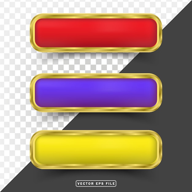 set 3d button element game ui