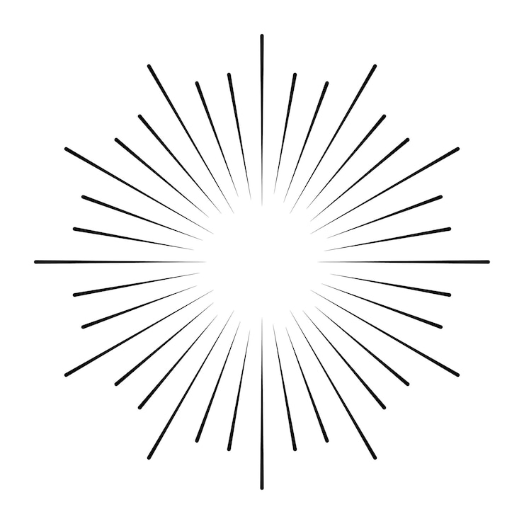 Set Abstract Collection Round Circles Starburst Sunburst Sunset Black Line Doodle Design Elements