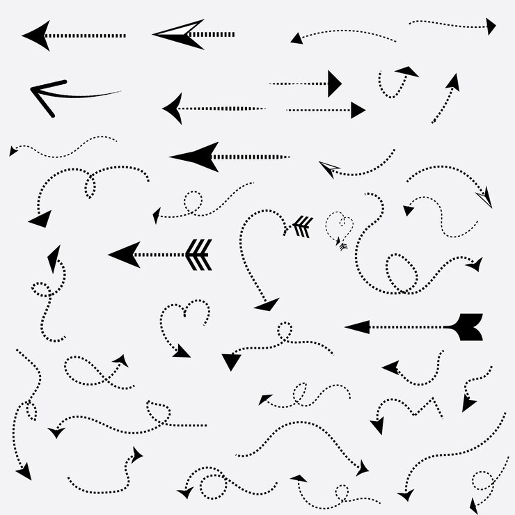 Set arrow icon Collection different arrows sign Black vector arrows vector