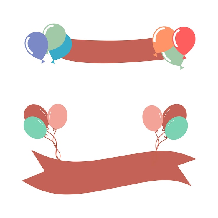 Vector set banner dengan pita