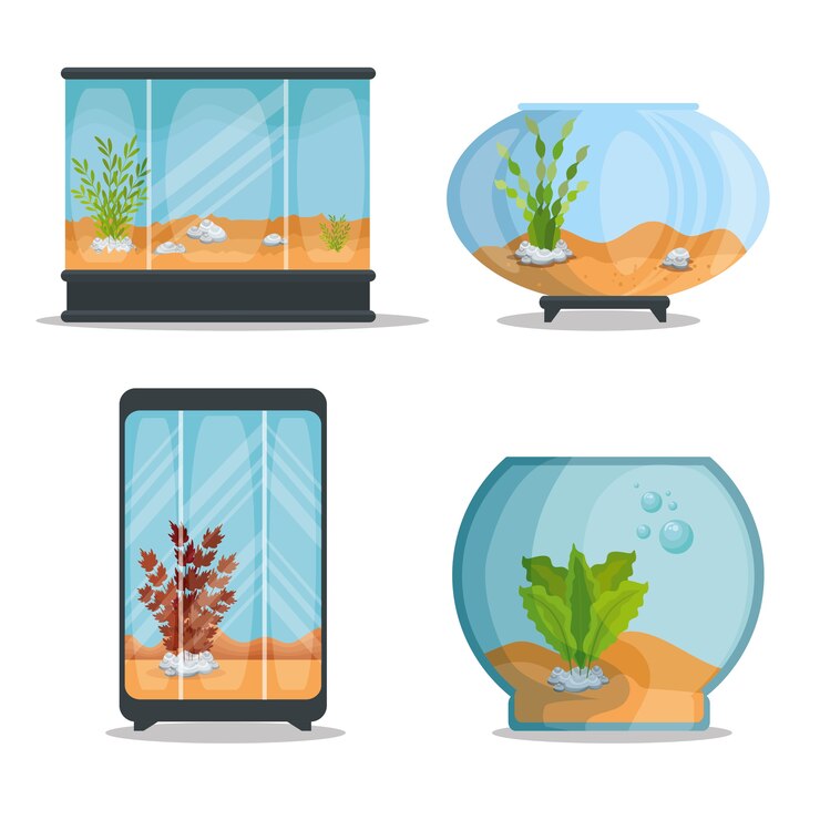 Vector set beautiful aquariums icons