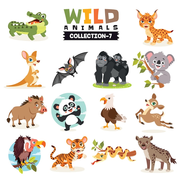 Vector set berbagai hewan liar