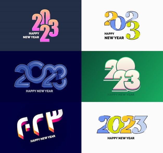 Set Besar desain teks logo Selamat Tahun Baru 2023 templat desain angka 2023 Ilustrasi Tahun Baru vektor