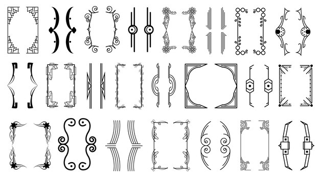set black simple line collection different doodle brackets, parentheses, braces elements vector