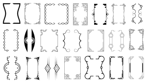 set black simple line collection different doodle brackets, parentheses, braces elements vector