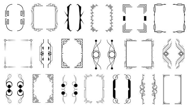set black simple line collection different doodle brackets, parentheses, braces elements vector