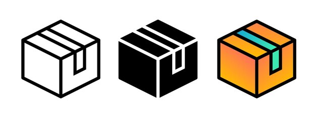 Set box trendy icons Pixel perfect linear editable outline flat solid color gradient