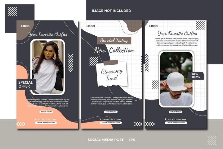 Vector set cerita instagram untuk obral mode