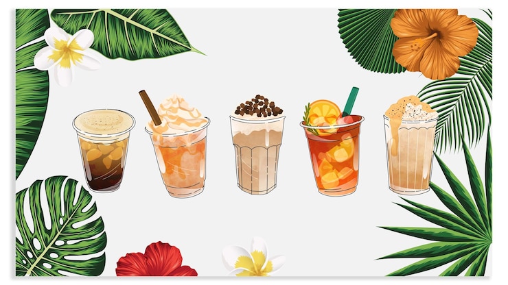 Vector set desain vektor ilustrasi konsep bubble tea
