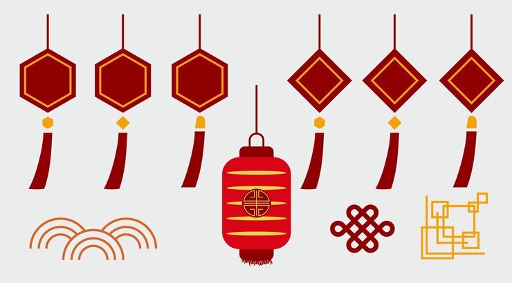 set elemen vektor tahun baru cina