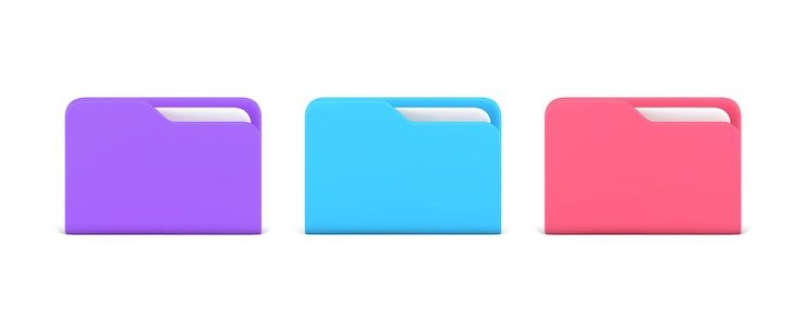 Vector set folder isometrik untuk desain organizer penyimpanan informasi dokumen kertas penting ikon d