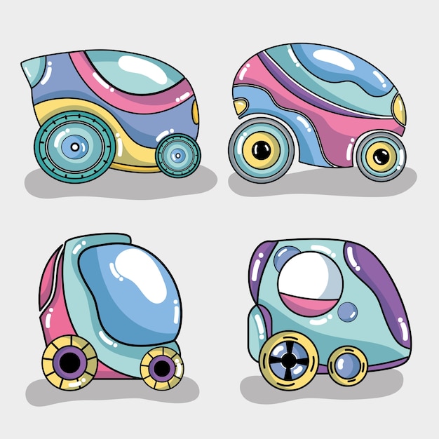 Set futuristic car with modern elements