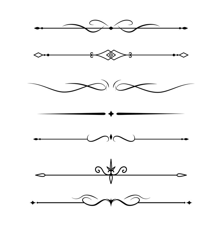 Vector set garis dekoratif vintage pembagi teks garis batas pemisah garis ilustrasi vektor
