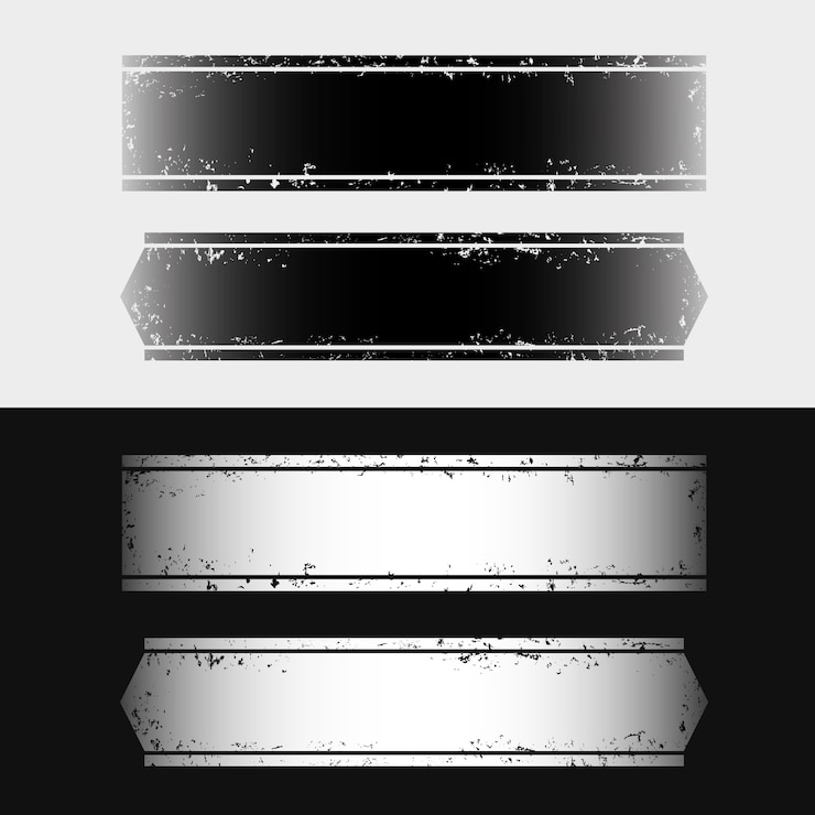 Vector set garis horizontal gaya grunge hitam dan putih