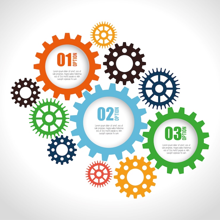 Vector set gear wheel team work 