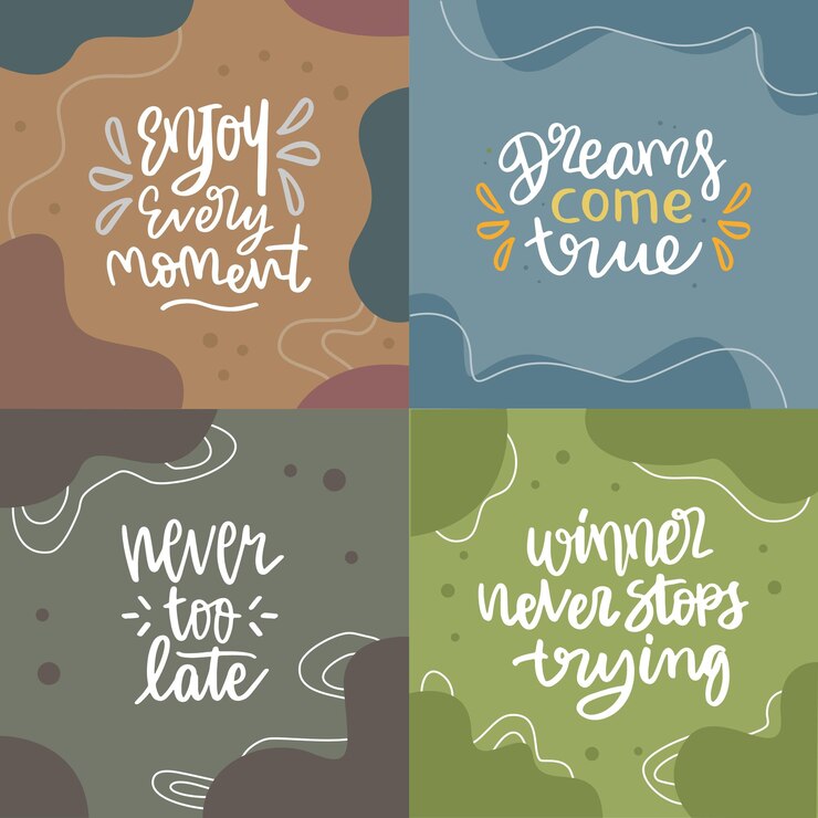 Vector set huruf yang digambar tangan kutipan inspirasional dan motivasi