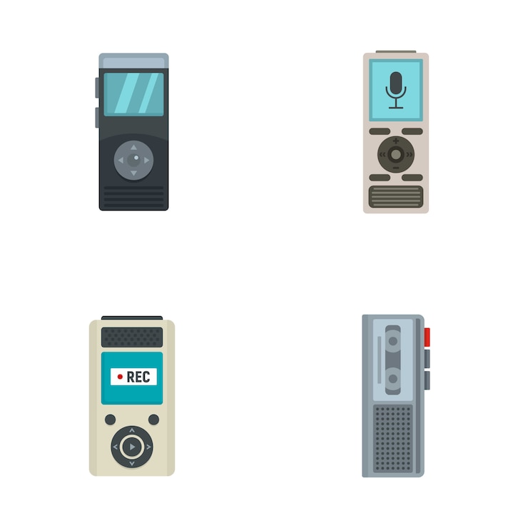 Vector set ikon diktefon