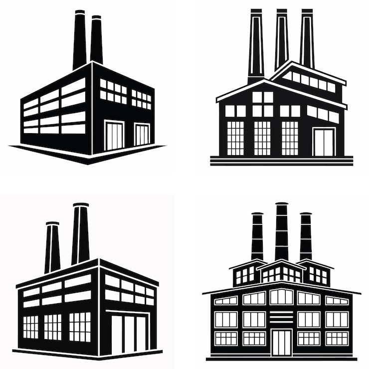 Vector set ikon pabrik