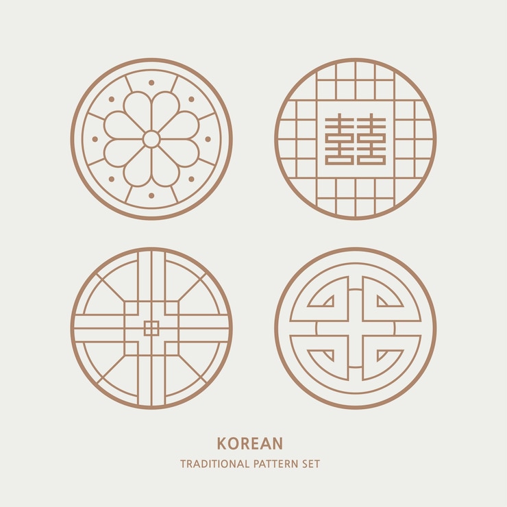 Vector set ikon pola tradisional korea