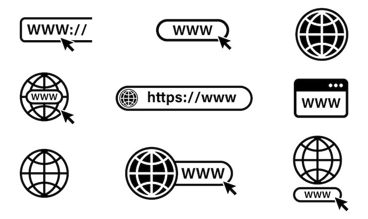 Vector set ikon situs web ikon www