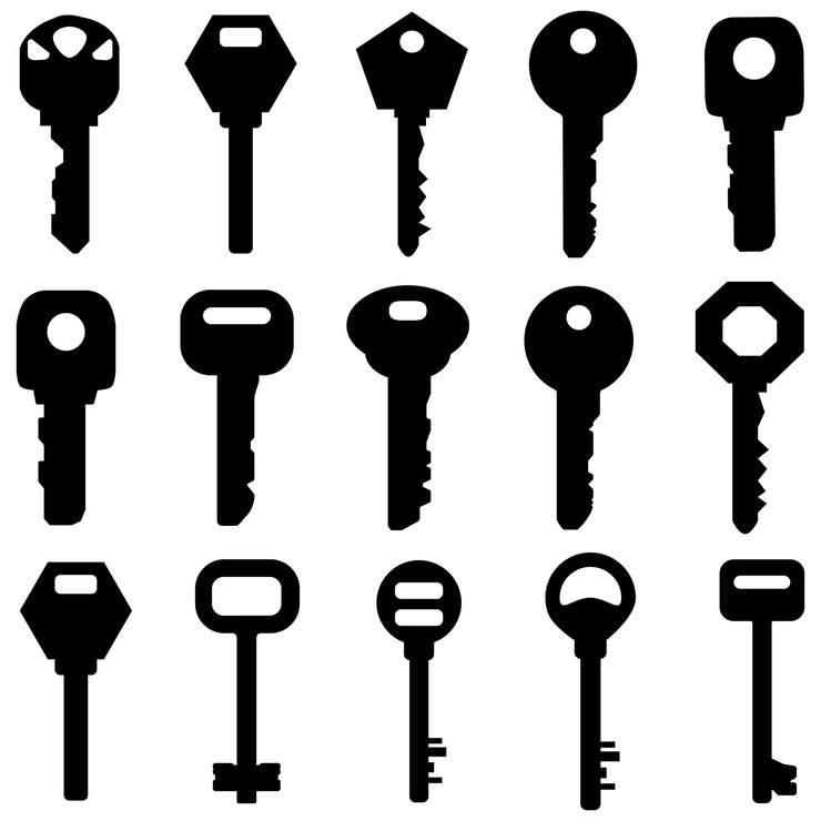 Vector set ikon vektor kunci pada latar belakang terisolasi