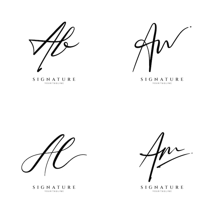 Vector set logo tulisan tangan awal