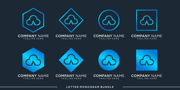 set monogram a logo design template  