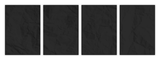 Set of A4 pages crumpled paper