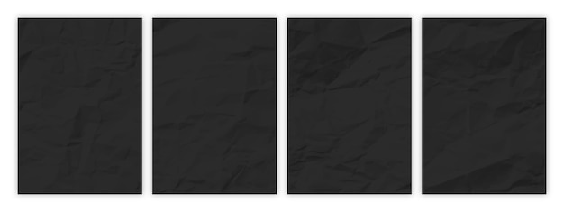 Set of A4 pages crumpled paper