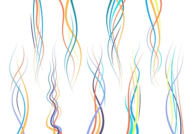 set of abstract color  curved lines. wave design element. vector illustration.