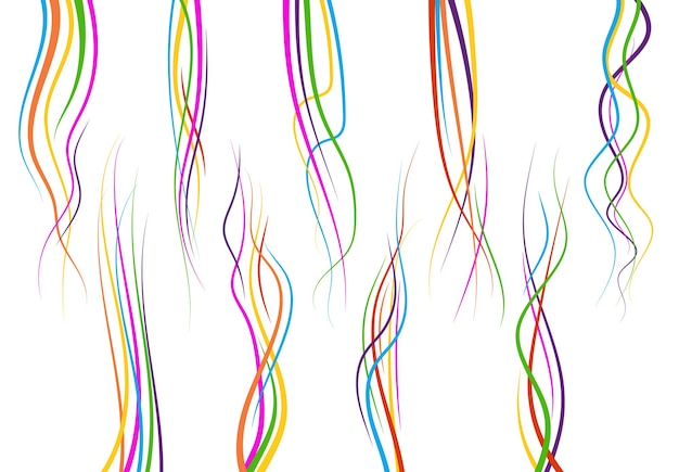 set of abstract color  curved lines. wave design element. vector illustration.