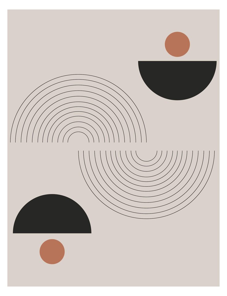 Set of abstract contemporary midcentury posters with geometric shapes Design for wallpaper etc