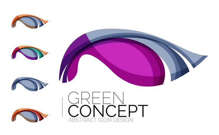 Vector set of abstract eco plant icons business logotype nature green concepts clean modern geometric design