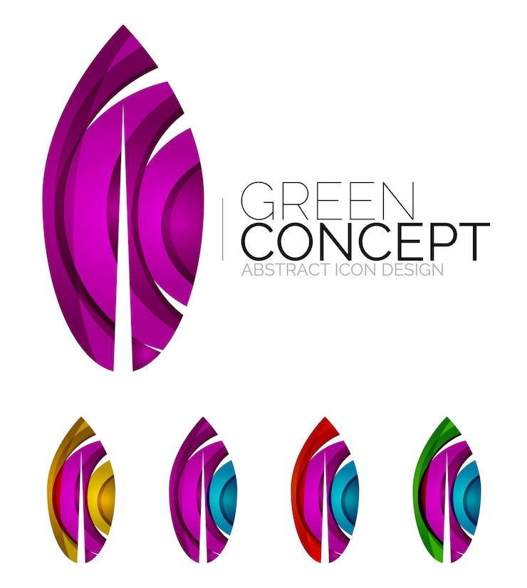 Vector set of abstract eco plant icons business logotype nature green concepts clean modern geometric design