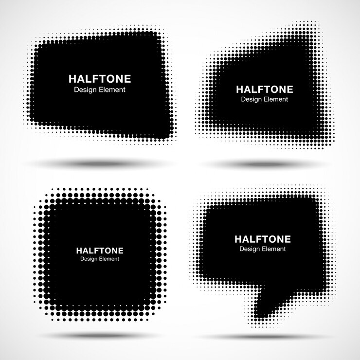 Set of Abstract Halftone Design Elements, illustration