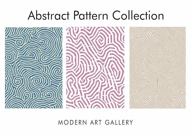 Set of Abstract Pattern Wavy Line Art Retro Pattern