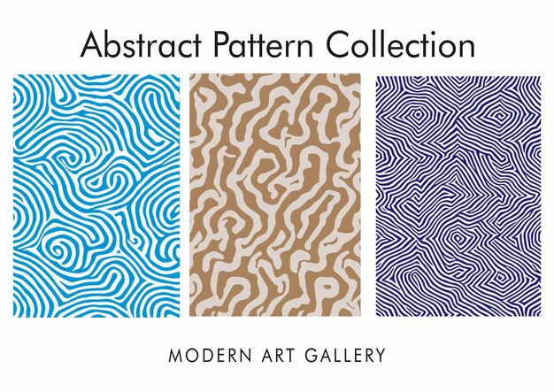 Set of Abstract Pattern Wavy Line Art Retro Pattern