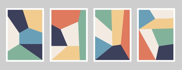 Set of abstract poster colorful geometric shapes