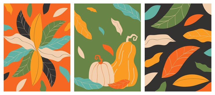Set of autumn harvest backgrounds set with colored lives and pumpkin 2025 For SALE banner